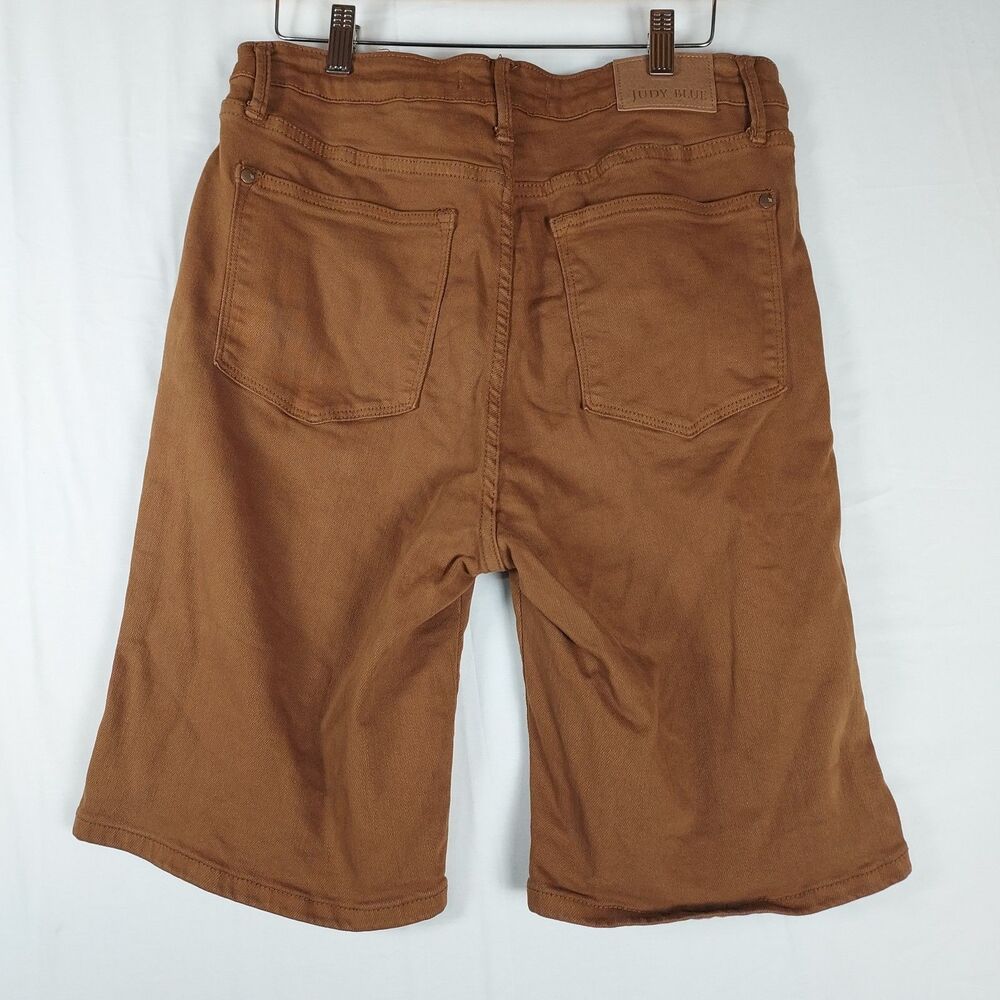 Judy Blue Womens XL Brown Mid Rise Denim Shorts Casual Summer - Picture 2 of 11